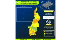 Prakiraan Cuaca Sulbar, 7 Mei 2026: Sejumlah Wilayah Berpotensi Hujan Lebat Disertai Petir dan Angin Kencang