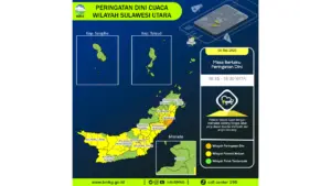 Prakiraan Cuaca Sulut, 5 Mei 2026: Sejumlah Wilayah Berpotensi Hujan Lebat Disertai Petir dan Angin Kencang