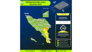 Prakiraan Cuaca Aceh, 9 Mei 2026: Sejumlah Wilayah Berpotensi Hujan Lebat Disertai Petir dan Angin Kencang