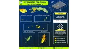 Prakiraan Cuaca Maluku, 5 Mei 2026: Sejumlah Wilayah Berpotensi Hujan Lebat Disertai Petir dan Angin Kencang