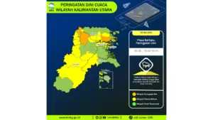 Prakiraan Cuaca Kaltara, 8 Mei 2026: Sejumlah Wilayah Berpotensi Hujan Lebat Disertai Petir dan Angin Kencang
