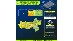 Prakiraan Cuaca Jawa Tengah, 4 Mei 2026: Sejumlah Wilayah Berpotensi Hujan Lebat Disertai Petir dan Angin Kencang