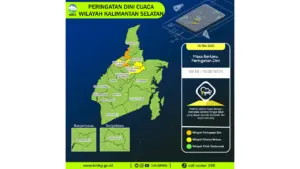 Prakiraan Cuaca Kalsel, 5 Mei 2026: Sejumlah Wilayah Berpotensi Hujan Lebat Disertai Petir dan Angin Kencang