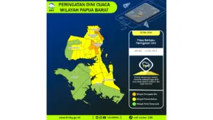 Prakiraan Cuaca Papua Barat, 9 Mei 2026: Sejumlah Wilayah Berpotensi Hujan Lebat Disertai Petir dan Angin Kencang