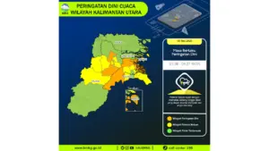 Prakiraan Cuaca Kaltara, 5 Mei 2026: Sejumlah Wilayah Berpotensi Hujan Lebat Disertai Petir dan Angin Kencang