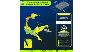 Prakiraan Cuaca Sulteng, 7 Mei 2026: Sejumlah Wilayah Berpotensi Hujan Lebat Disertai Petir dan Angin Kencang