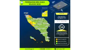 Prakiraan Cuaca Aceh, 6 Mei 2026: Sejumlah Wilayah Berpotensi Hujan Lebat Disertai Petir dan Angin Kencang