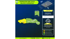 Prakiraan Cuaca Gorontalo, 5 Mei 2026: Sejumlah Wilayah Berpotensi Hujan Lebat Disertai Petir dan Angin Kencang