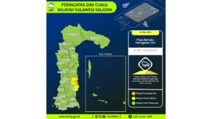Prakiraan Cuaca Sulsel, 5 Mei 2026: Sejumlah Wilayah Berpotensi Hujan Lebat Disertai Petir dan Angin Kencang