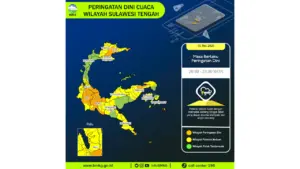 Prakiraan Cuaca Sulteng, 10 Mei 2026: Sejumlah Wilayah Berpotensi Hujan Lebat Disertai Petir dan Angin Kencang