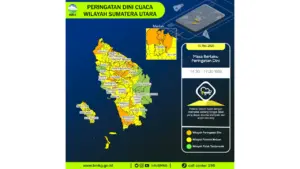 Prakiraan Cuaca Sumut, 10 Mei 2026: Sejumlah Wilayah Berpotensi Hujan Lebat Disertai Petir dan Angin Kencang