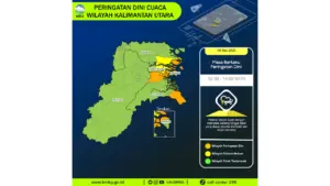 Prakiraan Cuaca Kaltara, 9 Mei 2026: Sejumlah Wilayah Berpotensi Hujan Lebat Disertai Petir dan Angin Kencang