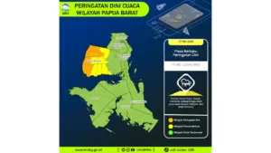 Prakiraan Cuaca Papua Barat, 10 Mei 2026: Sejumlah Wilayah Berpotensi Hujan Lebat Disertai Petir dan Angin Kencang
