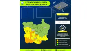 Prakiraan Cuaca Jabodetabek, 11 Mei 2026: Sejumlah Wilayah Berpotensi Hujan Lebat Disertai Petir dan Angin Kencang