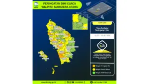 Prakiraan Cuaca Sumut, 10 Mei 2026: Sejumlah Wilayah Berpotensi Hujan Lebat Disertai Petir dan Angin Kencang