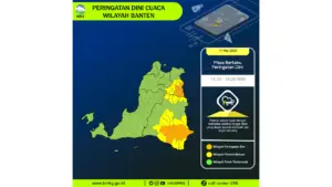 Prakiraan Cuaca Banten, 11 Mei 2026: Sejumlah Wilayah Berpotensi Hujan Lebat Disertai Petir dan Angin Kencang