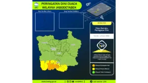 Prakiraan Cuaca Jabodetabek, 9 Mei 2026: Sejumlah Wilayah Berpotensi Hujan Lebat Disertai Petir dan Angin Kencang