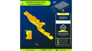 Prakiraan Cuaca Bengkulu, 6 Mei 2026: Sejumlah Wilayah Berpotensi Hujan Lebat Disertai Petir dan Angin Kencang