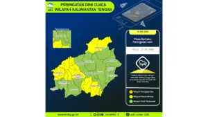Prakiraan Cuaca Kalteng, 5 Mei 2026: Sejumlah Wilayah Berpotensi Hujan Lebat Disertai Petir dan Angin Kencang