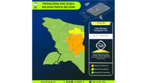 Prakiraan Cuaca Papua Selatan, 6 Mei 2026: Sejumlah Wilayah Berpotensi Hujan Lebat Disertai Petir dan Angin Kencang