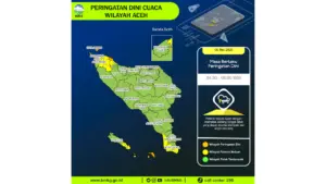 Prakiraan Cuaca Aceh, 6 Mei 2026: Sejumlah Wilayah Berpotensi Hujan Lebat Disertai Petir dan Angin Kencang