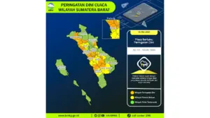 Prakiraan Cuaca Sumbar, 6 Mei 2026: Sejumlah Wilayah Berpotensi Hujan Lebat Disertai Petir dan Angin Kencang