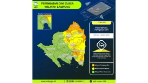 Prakiraan Cuaca Lampung, 11 Mei 2026: Sejumlah Wilayah Berpotensi Hujan Lebat Disertai Petir dan Angin Kencang