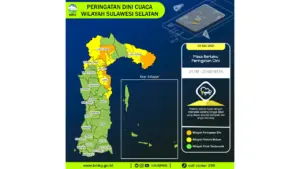 Prakiraan Cuaca Sulsel, 9 Mei 2026: Sejumlah Wilayah Berpotensi Hujan Lebat Disertai Petir dan Angin Kencang