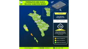 Prakiraan Cuaca Sumbar, 6 Mei 2026: Sejumlah Wilayah Berpotensi Hujan Lebat Disertai Petir dan Angin Kencang