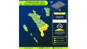 Prakiraan Cuaca Sumbar, 11 Mei 2026: Sejumlah Wilayah Berpotensi Hujan Lebat Disertai Petir dan Angin Kencang
