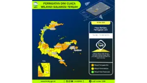 Prakiraan Cuaca Sulteng, 8 Mei 2026: Sejumlah Wilayah Berpotensi Hujan Lebat Disertai Petir dan Angin Kencang