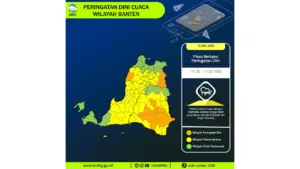 Prakiraan Cuaca Banten, 10 Mei 2026: Sejumlah Wilayah Berpotensi Hujan Lebat Disertai Petir dan Angin Kencang