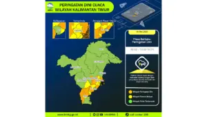 Prakiraan Cuaca Kaltim, 5 Mei 2026: Sejumlah Wilayah Berpotensi Hujan Lebat Disertai Petir dan Angin Kencang