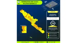 Prakiraan Cuaca Bengkulu, 9 Mei 2026: Sejumlah Wilayah Berpotensi Hujan Lebat Disertai Petir dan Angin Kencang