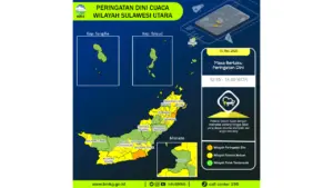 Prakiraan Cuaca Sulut, 10 Mei 2026: Sejumlah Wilayah Berpotensi Hujan Lebat Disertai Petir dan Angin Kencang