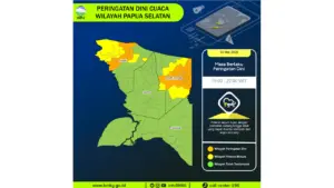 Prakiraan Cuaca Papua Selatan, 10 Mei 2026: Sejumlah Wilayah Berpotensi Hujan Lebat Disertai Petir dan Angin Kencang