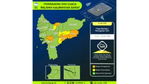 Prakiraan Cuaca Kalbar, 5 Mei 2026: Sejumlah Wilayah Berpotensi Hujan Lebat Disertai Petir dan Angin Kencang