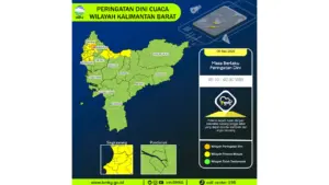 Prakiraan Cuaca Kalbar, 8 Mei 2026: Sejumlah Wilayah Berpotensi Hujan Lebat Disertai Petir dan Angin Kencang