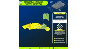 Prakiraan Cuaca Gorontalo, 8 Mei 2026: Sejumlah Wilayah Berpotensi Hujan Lebat Disertai Petir dan Angin Kencang