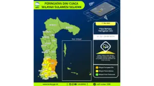 Prakiraan Cuaca Sulsel, 11 Mei 2026: Sejumlah Wilayah Berpotensi Hujan Lebat Disertai Petir dan Angin Kencang