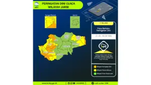 Prakiraan Cuaca Jambi, 11 Mei 2026: Sejumlah Wilayah Berpotensi Hujan Lebat Disertai Petir dan Angin Kencang