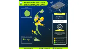 Prakiraan Cuaca Malut, 11 Mei 2026: Sejumlah Wilayah Berpotensi Hujan Lebat Disertai Petir dan Angin Kencang