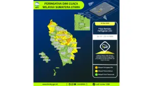 Prakiraan Cuaca Sumut, 8 Mei 2026: Sejumlah Wilayah Berpotensi Hujan Lebat Disertai Petir dan Angin Kencang