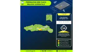 Prakiraan Cuaca Gorontalo, 11 Mei 2026: Sejumlah Wilayah Berpotensi Hujan Lebat Disertai Petir dan Angin Kencang