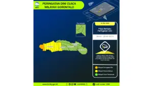 Prakiraan Cuaca Gorontalo, 5 Mei 2026: Sejumlah Wilayah Berpotensi Hujan Lebat Disertai Petir dan Angin Kencang