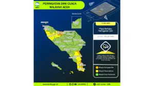 Prakiraan Cuaca Aceh, 10 Mei 2026: Sejumlah Wilayah Berpotensi Hujan Lebat Disertai Petir dan Angin Kencang