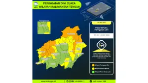 Prakiraan Cuaca Kalteng, 4 Mei 2026: Sejumlah Wilayah Berpotensi Hujan Lebat Disertai Petir dan Angin Kencang