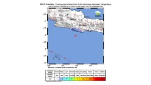 Gempa M 4,2 Guncang Laut Pangandaran, Jawa Barat